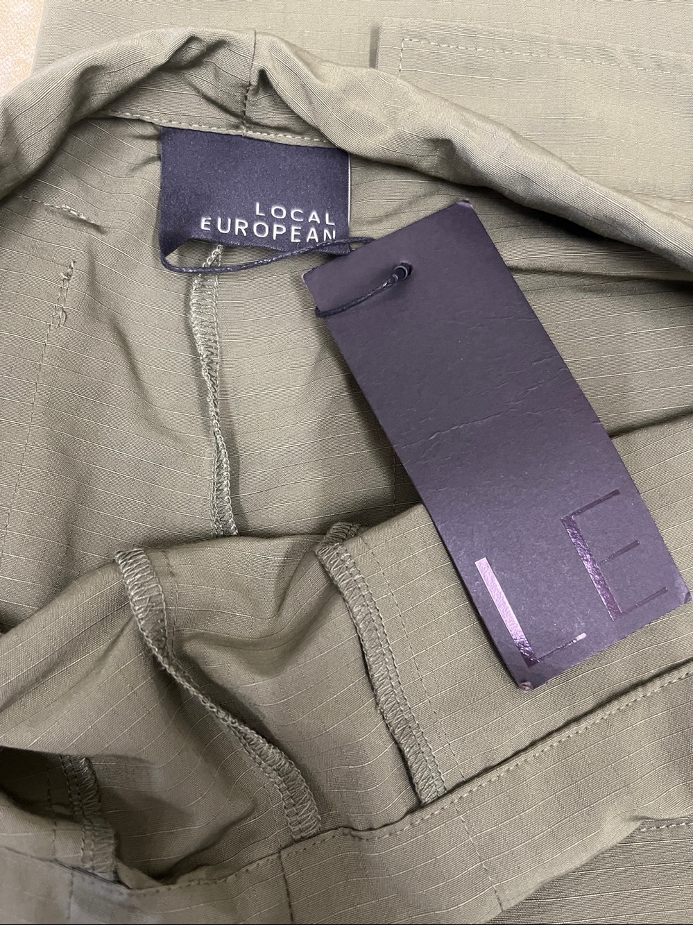 Nwt Local European Olive Green Drawstring Wide-Leg Cargo Pants Size Xs/S — image 3 of 5
